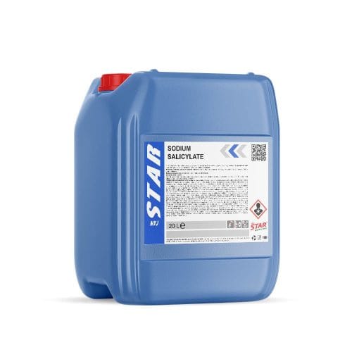 Sodium salicylate in powder and liquid forms in labeled containers