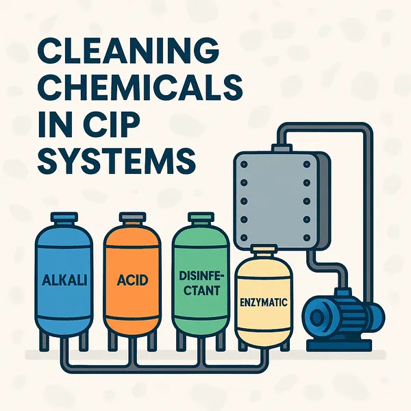 CIP system chemical tanks in an industrial plant