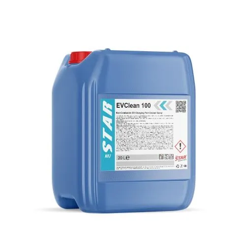 Cleaning electric vehicle charging port with non-conductive spray