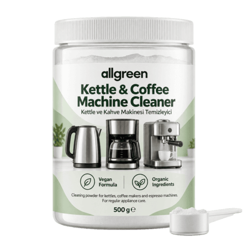 ALLGREEN Coffee Machine and Kettle Cleaner in a plastic jar