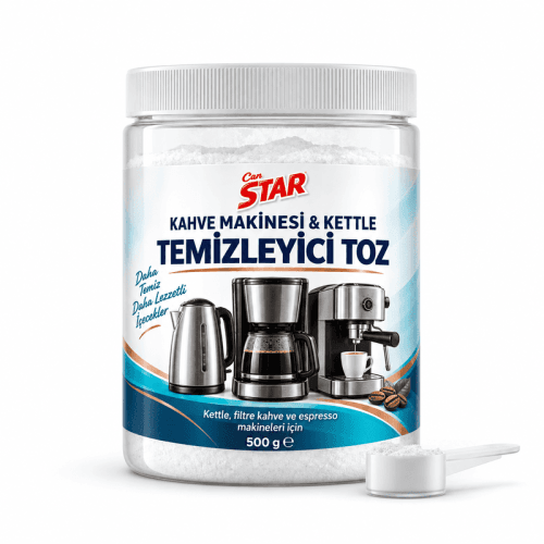 Kahve makinesi ve kettle toz temizleyici ürün ambalajı