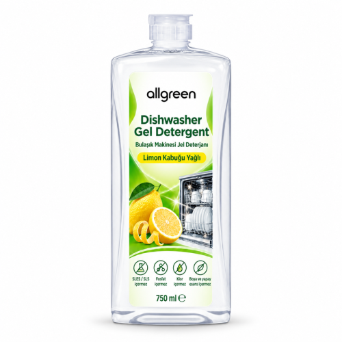 ALLGREEN limon yağlı bulaşık makinesi jel deterjanı 1 L ambalajı