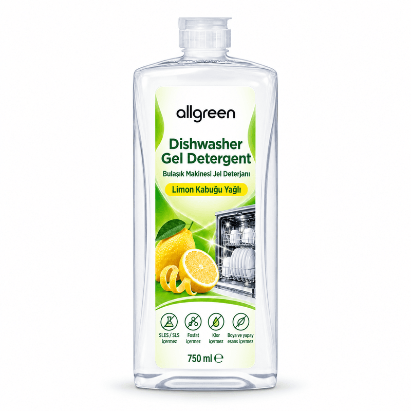 ALLGREEN limon yağlı bulaşık makinesi jel deterjanı 1 L ambalajı