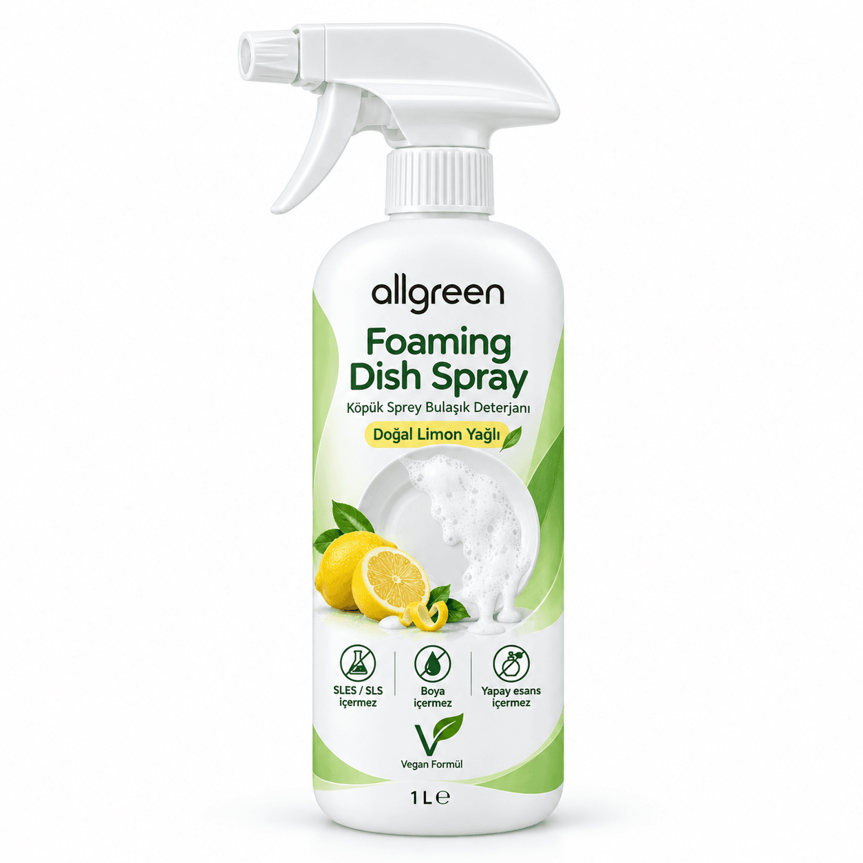 ALLGREEN limon yağlı köpük bulaşık deterjanı ambalajı