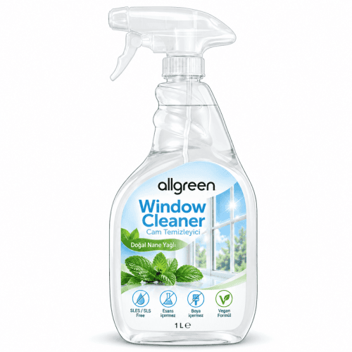 ALLGREEN Window Cleaner doğal nane yağlı vegan cam temizleyici şişesi