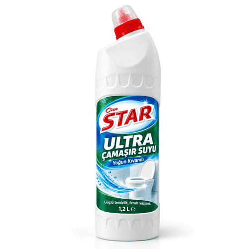 Ultra çamaşır suyu şişesi ve ön etiket tasarımı